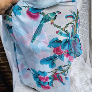 Asian print bird scarf NEW‎